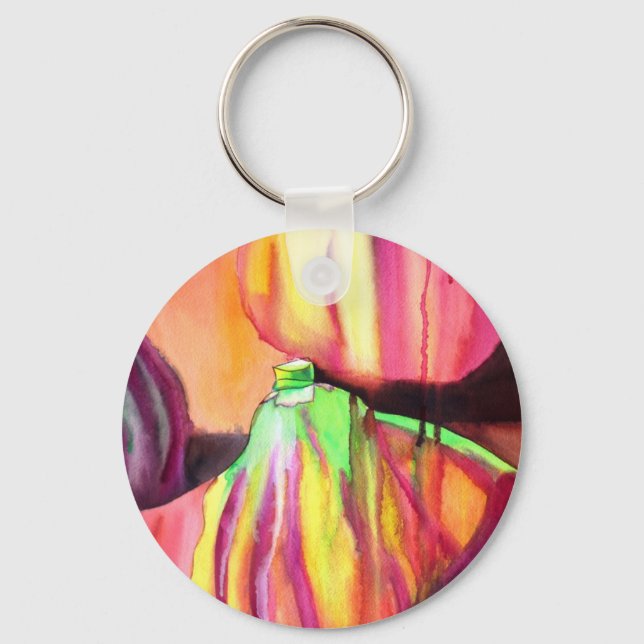 Lila Figs original Art Aquarell Tropfen Malerei Schlüsselanhänger (Vorderseite)