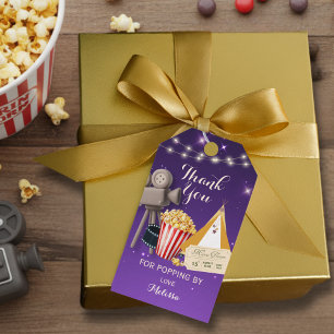 Lila Filmnacht Geburtstagsfeier Danke  Geschenkanhänger