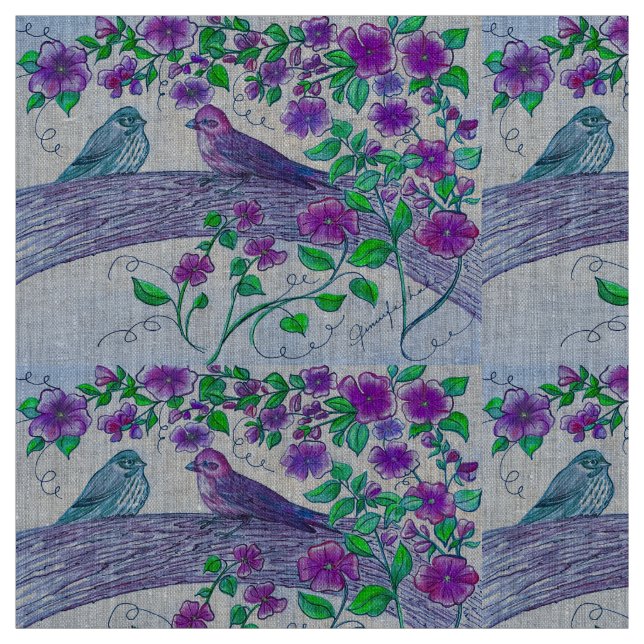 Lila Finken Stoff (Muster)