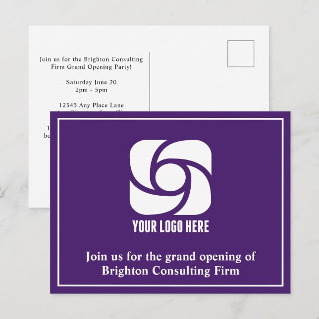 Lila Firmenwerbung Geschäft Logo Postkarte (Vorne/Hinten)