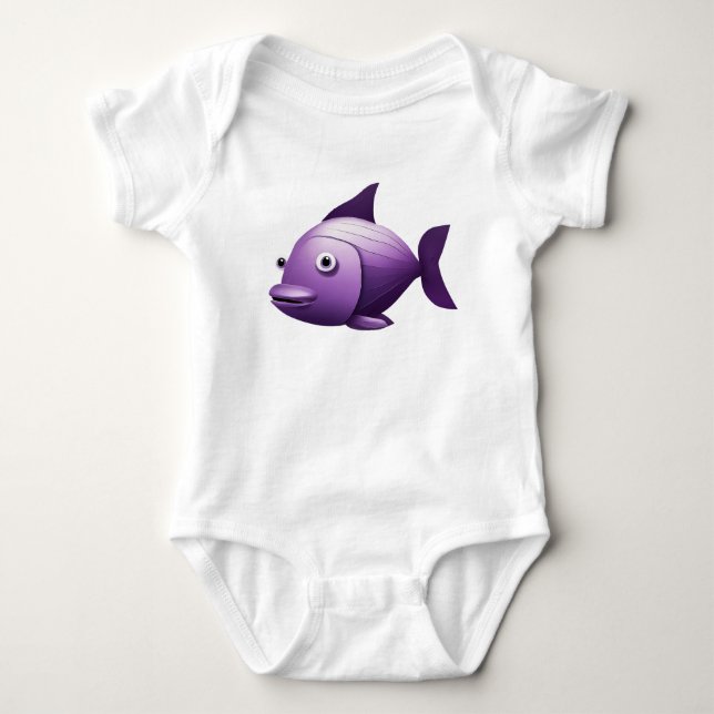 Lila Fish Baby Jersey Bodysuit Strampler (Vorderseite)
