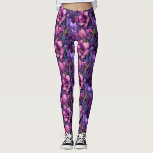 Lila Fitness Mode Amaryllis inspirierte Magd  Leggings
