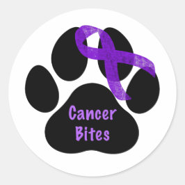 Lila Flachbandpfoten drucken Pankreaskrebs Runder Aufkleber