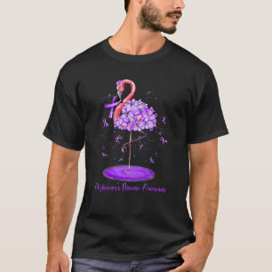 Lila Flamingo Alzheimer's Awareness Ribbon Men W T-Shirt