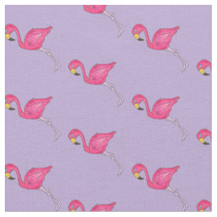 Lila Flamingo Tropical Island Bird Print Stoff