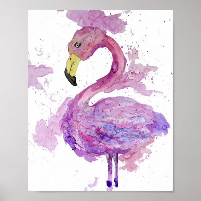 Lila Flamingo Watercolor Poster (Vorne)