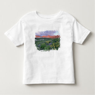 Lila Fleaban (Erigeron peregrinus) und Gelb Kleinkind T-shirt