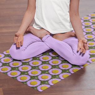 Lila Fleabane Daisy Floral Pattern Yogamatte