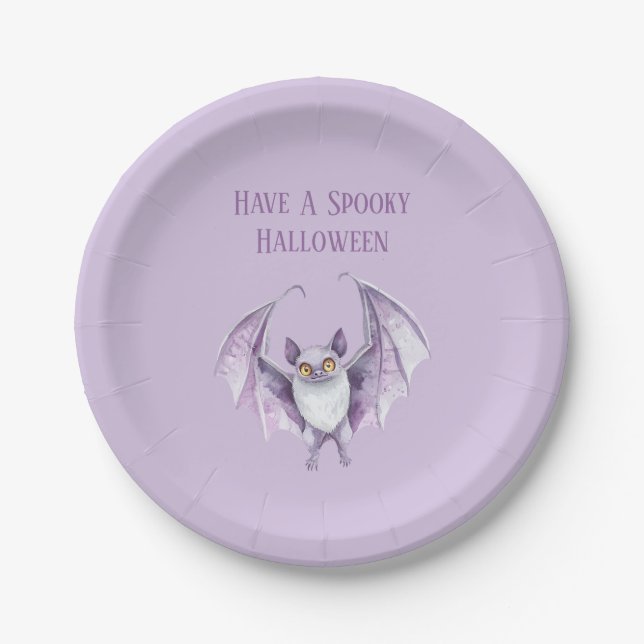 Lila Fledermaus Gruselig Halloween   Pappteller (Vorderseite)
