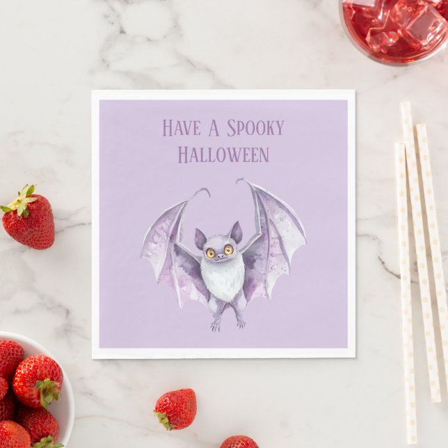 Lila Fledermaus Gruselig Halloween   Serviette (Beispiel)