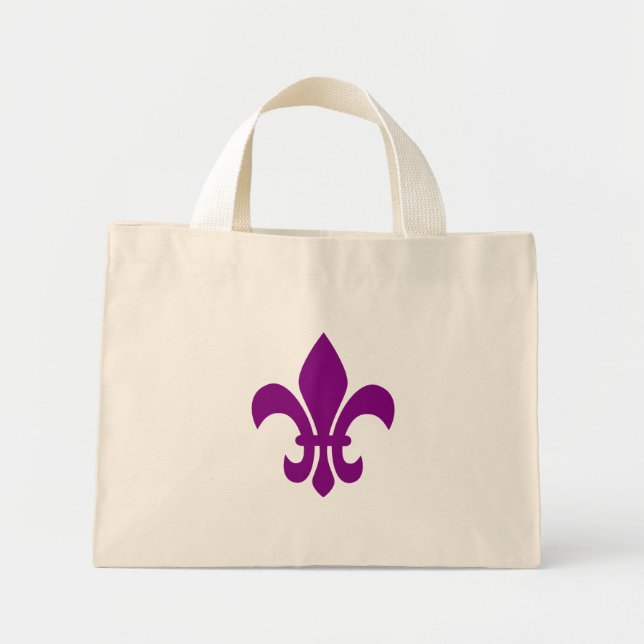 Lila Fleur de Lis Mini Stoffbeutel (Vorne)
