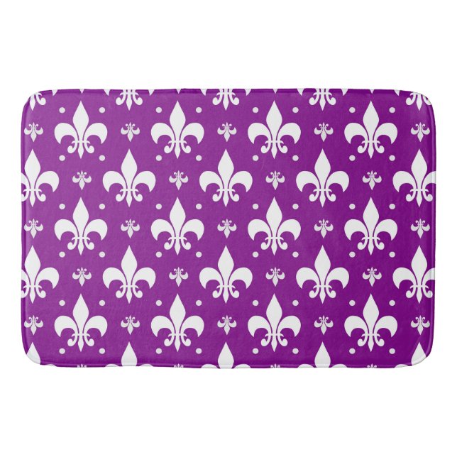 Lila Fleur-de-lis-Muster Badematte (Vorderseite)