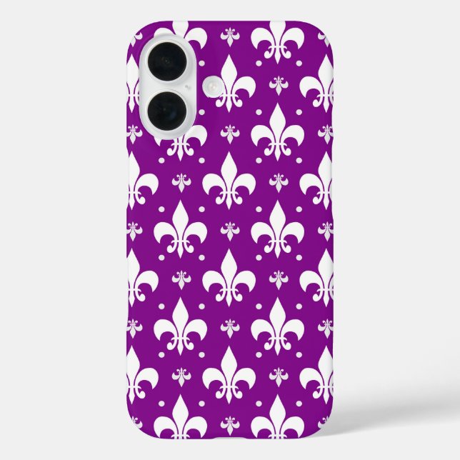 Lila Fleur-de-lis-Muster Case-Mate iPhone Hülle (Rückseite)