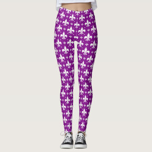 Lila Fleur-de-lis-Muster Leggings