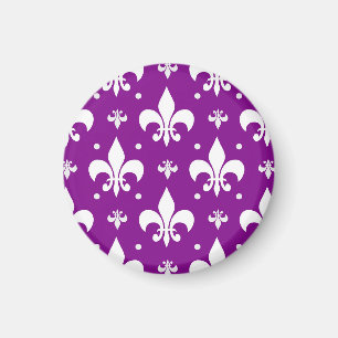 Lila Fleur-de-lis-Muster Magnet