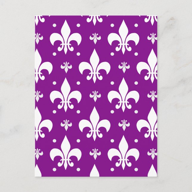 Lila Fleur-de-lis-Muster Postkarte (Vorderseite)