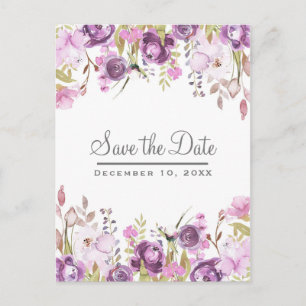 Lila Flieder Blumen Hochzeit Save the Date Ankündigungspostkarte