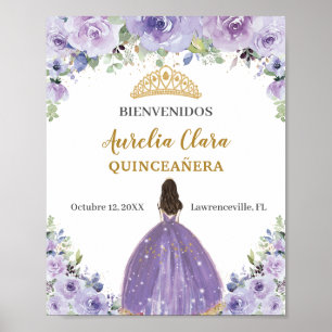 Lila Flieder Blumen Mädchen Quinceañera Willkommen Poster