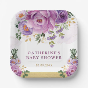 Lila Flieder Blumengarten Baby Shower zum Aufblühe Pappteller