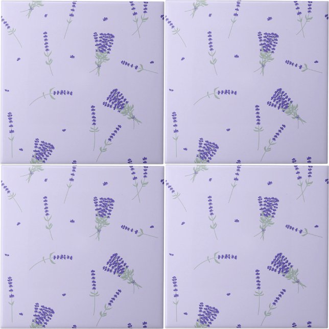 Lila Flieder Botanisch Floral Fliese (Lavender Purple Wildflower Floral Botanical Ceramic Tile)