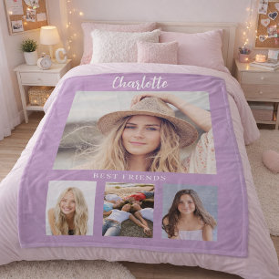 Lila Flieder-Foto-Collage Mädchen Freunde Fleecedecke