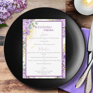 Lila Flieder Hochzeitsmenü Menükarte