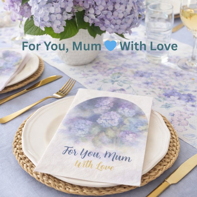 Lila Flieder-Hortensien-Blumen-Papiertücher Serviette (For all she’s done—set a beautiful table with love for Mum 💙)