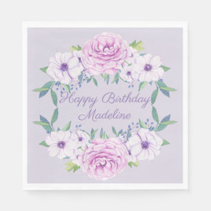 Lila Flieder Lavendel Florale Personalisierte Gebu Serviette