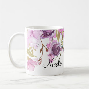 Lila Flieder Lavendel Wasserfarbe Floral Chic Tasse