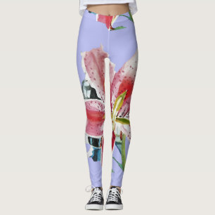 Lila Flieder Lilie Blumengestaltung Wasserfarbe Le Leggings