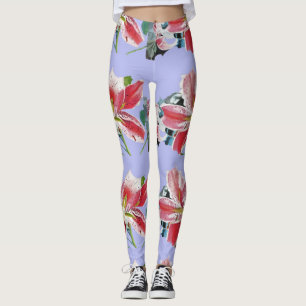 Lila Flieder-Lilien-Blumenkunst-Wasserfarbe-Leggin Leggings