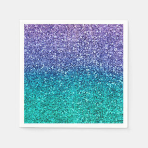 Lila Flieder & Türkis Grün Glitzernde Party Serviette