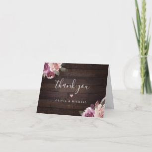 Lila Flieder und Maulbeere floral rustikale Holz H Dankeskarte