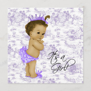 Lila Flieder Vintage Toile Baby Mädchen Shower Einladung