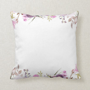 Lila Flieder Wasserfarben Floral Chic Kissen