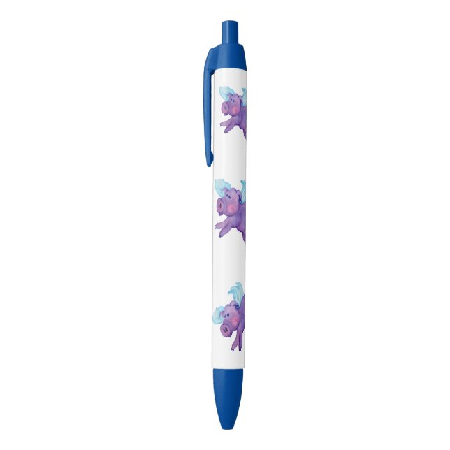 Lila Fliegenschweinstift Kugelschreiber (Oberseite (Vertikal))