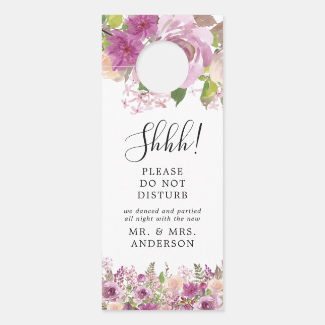 Lila Flora Lavender Wedding Welcome Door Hanger Türanhänger (Vorderseite)