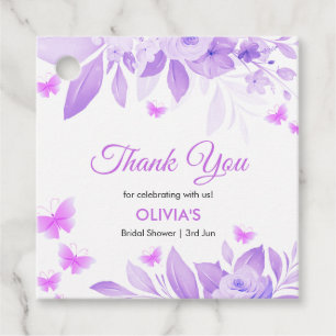 Lila Floral Butterfly Brautparty Vielen Dank Geschenkanhänger