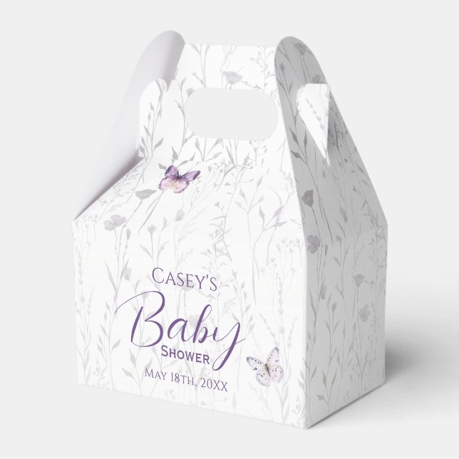 Lila Floral Butterfly Girl Babydusche Geschenkschachtel (Vorderseite)
