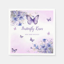 Lila Floral Butterfly Girl Babydusche Napkins