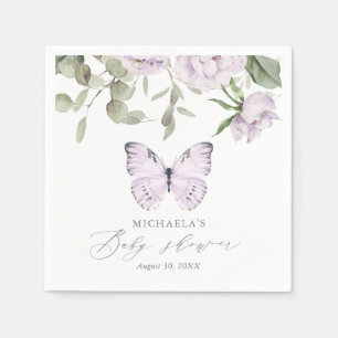 Lila Floral Butterfly Girl Babydusche Serviette