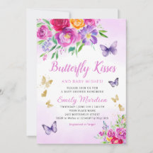 Lila Floral Butterfly Kisses Girl Babydusche