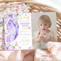 Lila Floral Butterfly Kisses und Geburtstagswünsch