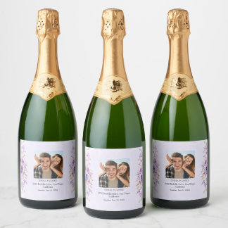 Lila Floral Custom Wein Flaschen Etiketten
