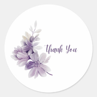 Lila Floral Danke-Schön-Aufkleber – Elegantes Aqua Runder Aufkleber