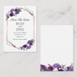 Lila Floral Elegant Save the Date geometrisch Mitteilungskarte