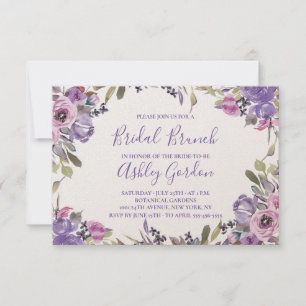 Lila Floral Elegantes Script Bridal Brunch Einladung