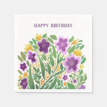 Lila Floral Geburtstag Napkins