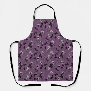 Lila Floral-Gotischer Totenkopf Schürze