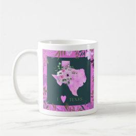 Lila Floral I Liebe Texas Staat Karte Kaffeetasse